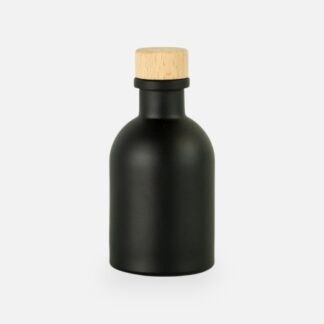 GLAZEN FLESJE ZWART MET NATUREL DOP