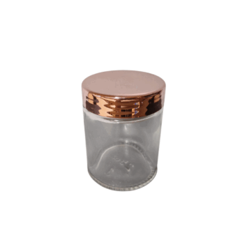 GLAZEN POTJE MET DEKSEL ROSÉ GOLD