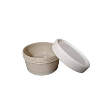 DOOSJE PLASTIEK TAUPE EN WIT