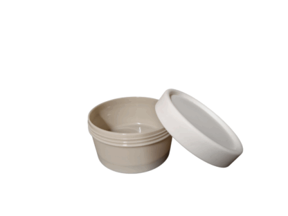 DOOSJE PLASTIEK TAUPE EN WIT